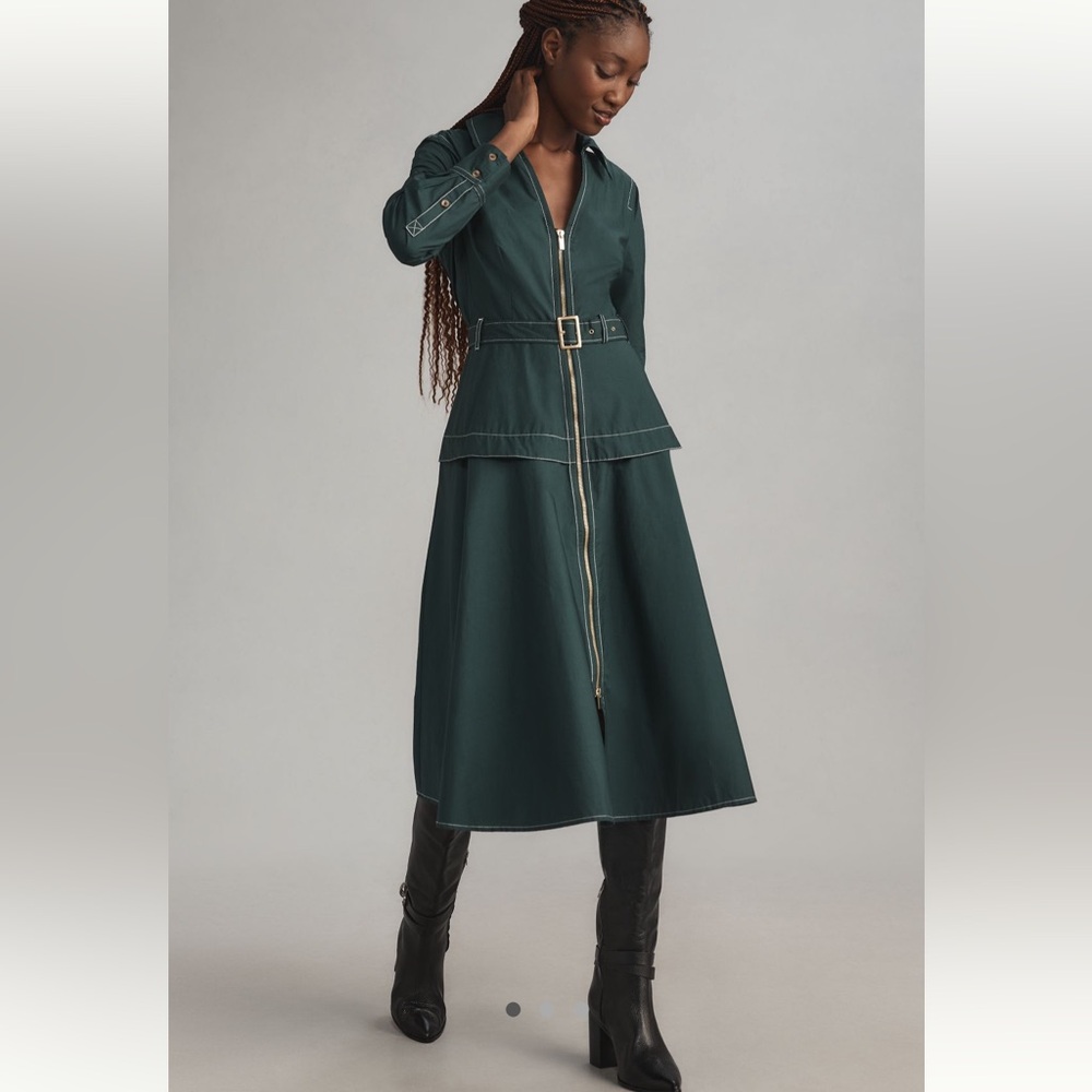 Anthropologie front zip midi dress size xxs